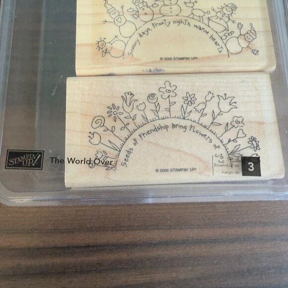 Stampin Up! The World Over Wood Rubber Stamp Set Of 3 Craft Supplies Arts & Craf - Picture 2 of 11